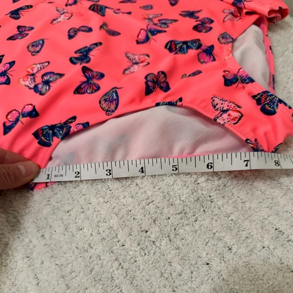 Kensie Girl Long - Sleeved Half - Zip Pink Butterfly Rashguard